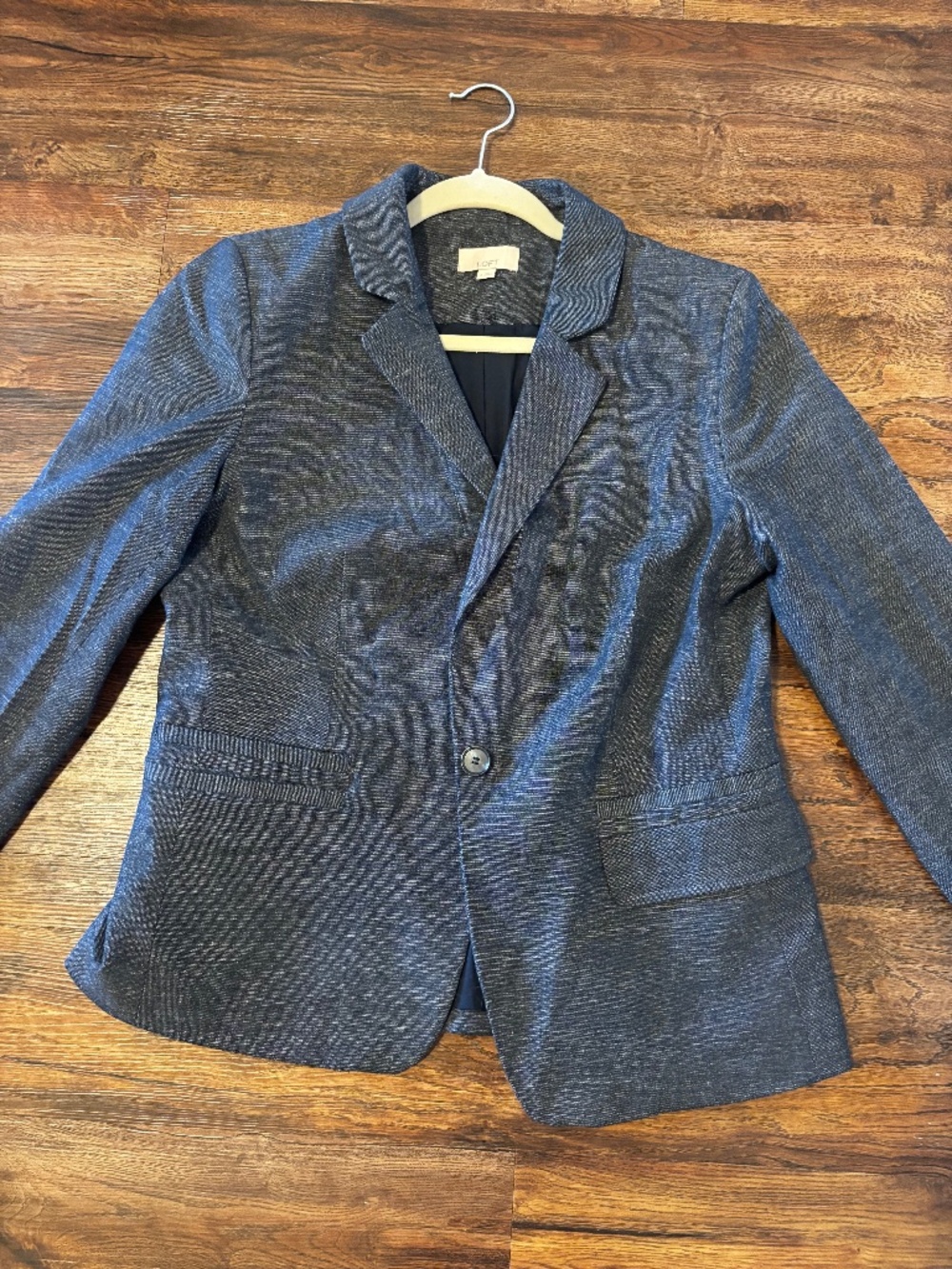 LOFT Chambray Suit Jacket Blazer, Grey Blue, Size 10